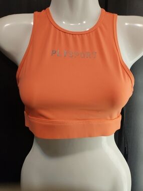 PrettyLittleThing Coral High Neck Sports Bra